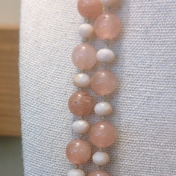 Pink Genuine Spinel Tied Bead Necklace Hand Knot Continuous - Picture 3 of 9